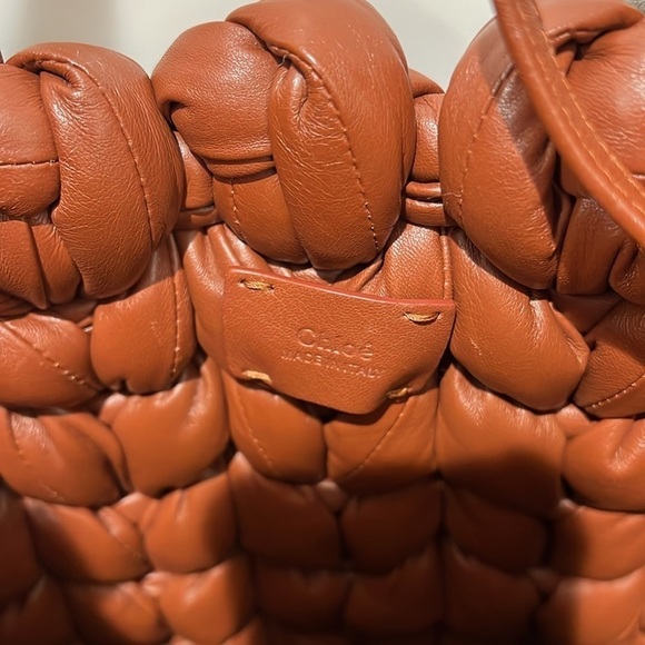 Chloé | NWT Wooden C Large Woven Leather Shoulder bag w/Pouch - Picture 8 of 15